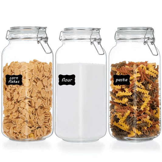 78Oz Airtight Glass Jars with Lids,  3 PCS Food Storage Canister, Square Mason Jar Containers