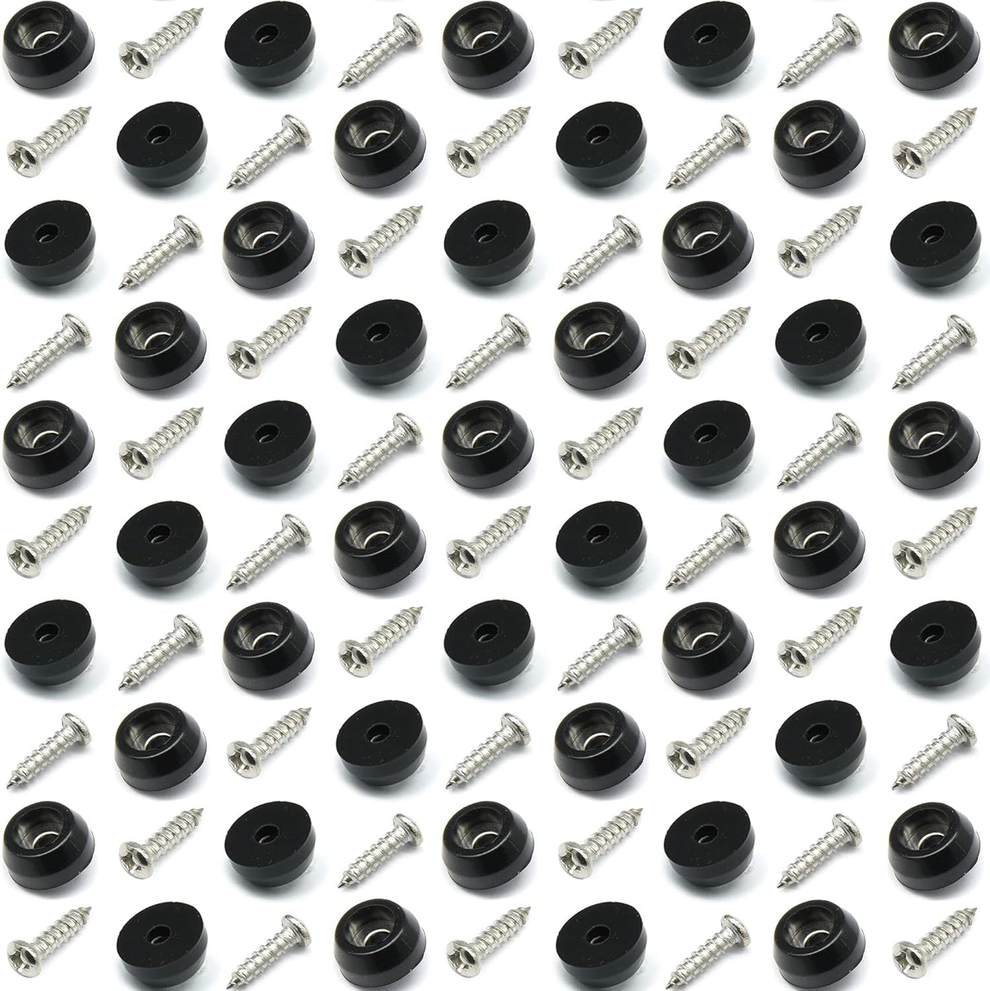 Cutting Board Feet with Stainless Screws, Black round Non Slip Rubber Feet for Cutting Board, Furnitrue & Electronics, 50 Pack