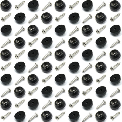 Cutting Board Feet with Stainless Screws, Black round Non Slip Rubber Feet for Cutting Board, Furnitrue & Electronics, 50 Pack