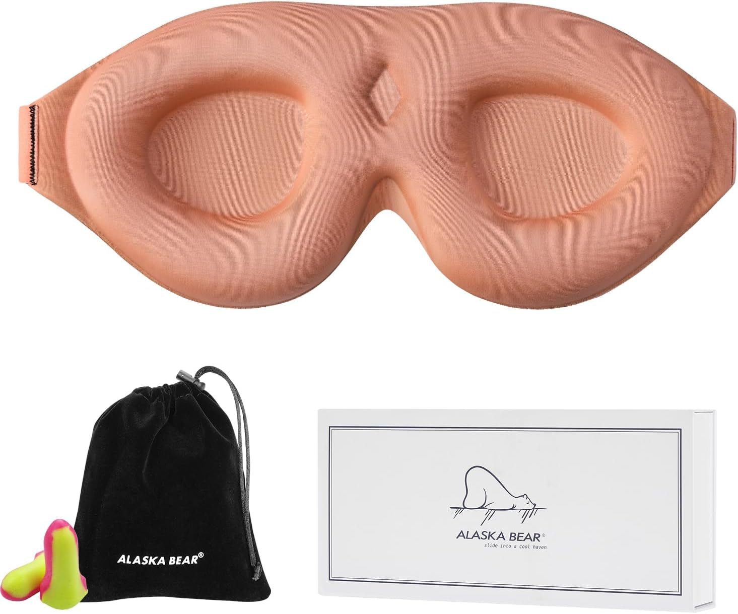 Memory Foam Sleep Mask – 3D Contoured Blackout Eye Mask with Earplugs, Soft & No Pressure on Eyelids, for Men & Women 