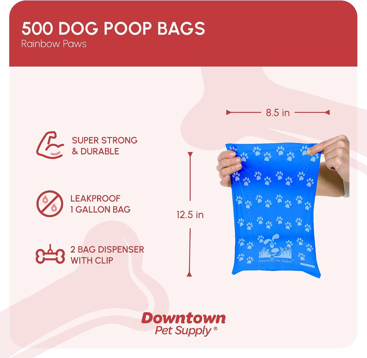 Colorful leakproof dog waste bags with bone-shaped poop bag holder