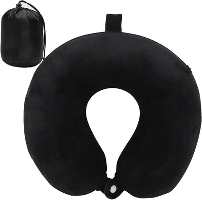 Upgraded Travel Neck Pillow – 100% Memory Foam for Airplane, Flight Headrest & Sleep, Portable Plane Accessory