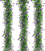 3-Pack Black Artificial Eucalyptus Garland with Flowers, Halloween & Fall Party Decor, Fake Floral Greenery for Wall Backdrop