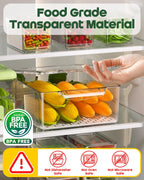 KEMETHY 11 Pack Refrigerator Organizers and Storage, Stackable Fridge Organizer Bins, Bpa-Free Clear Plastic Fruit Storage Containers for Fridge, Kitchen, Fruits, Drinks, Produce, Vegetable
