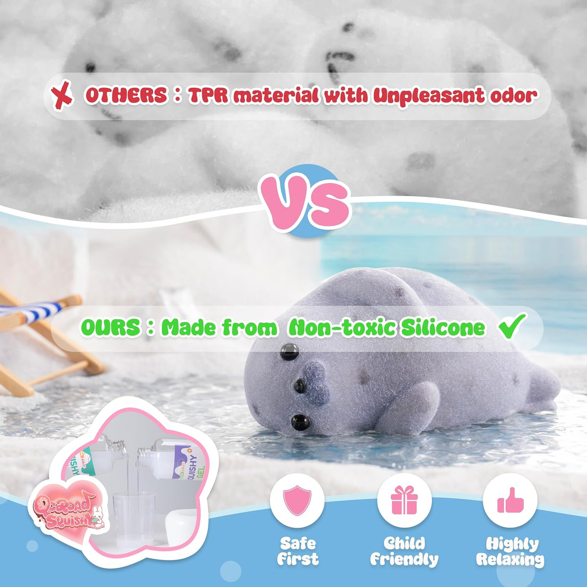 Taba Seal fidget squishy for kids and adults with cute animal design