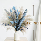Dusty blue pampas grass bouquet with dried lavender and eucalyptus for vase decor