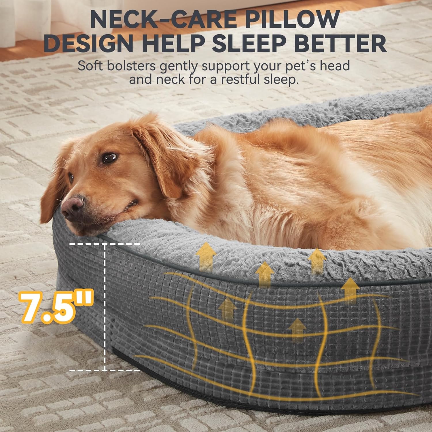 Calming Dog Bed for Large Pets Soft Washable Cushion Bed