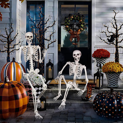 5.4 ft Halloween skeleton posed for spooky scene decoration