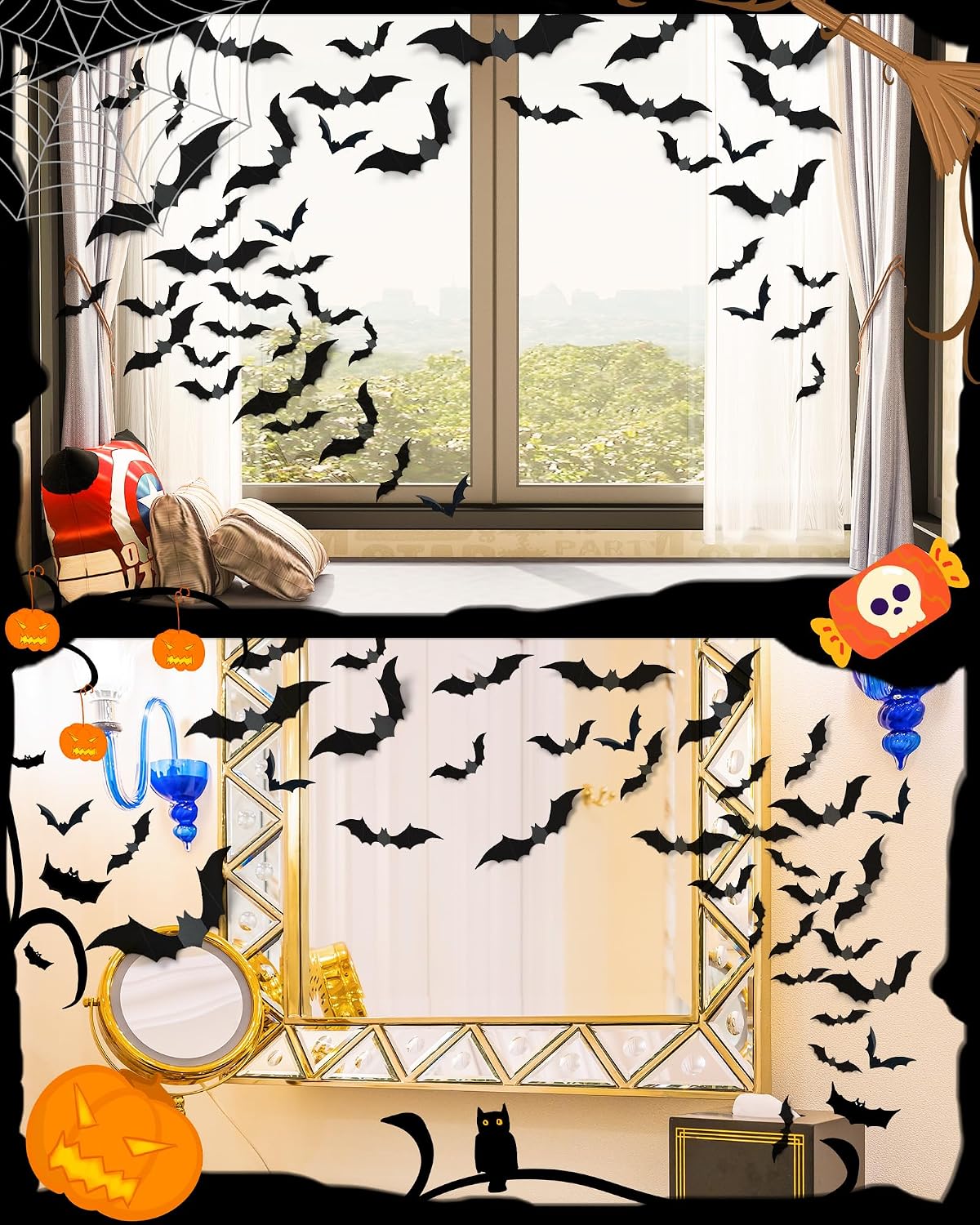 Halloween Bat Wall Stickers for Doors and Windows