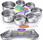 Magnetic Measuring Cups and Spoons Set304 Stainless Steel Dual Scale Set of 15, Strong N52 Magnetic Nesting Design with Leveler, for Dry&Liquid Ingredients, Dishwasher Safe(Colorful)