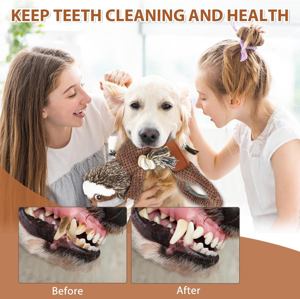 Large Plush Squeaky Dog Toys with Crinkle Paper, Tug of War Pull Toys for Puppies, Interactive Dog Chew Toys for Small, Medium and Large Dogs