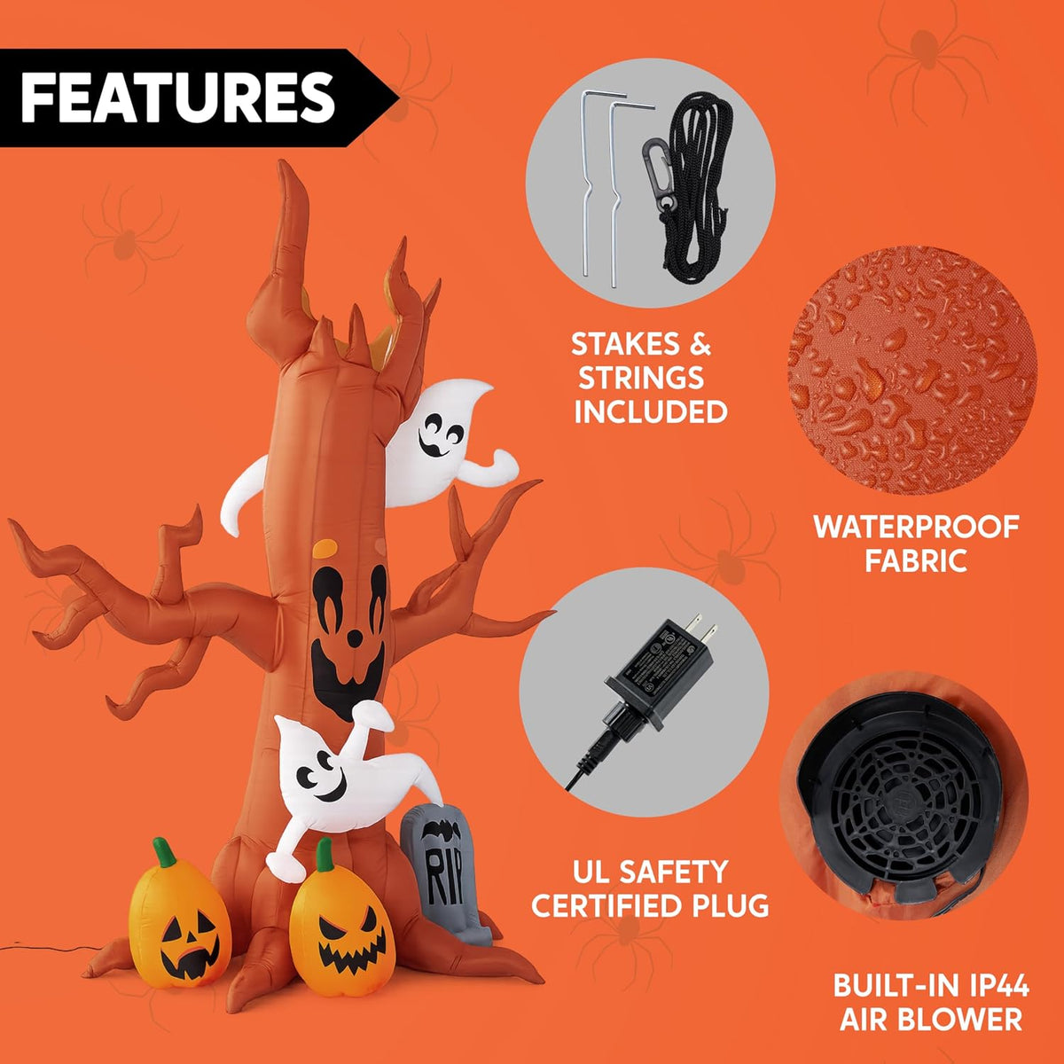 Inflatable scary tree with glowing LED lights for Halloween night