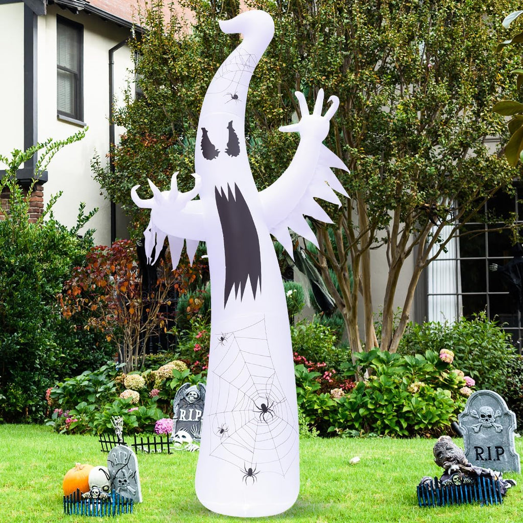Halloween ghost inflatable with bright flame-style LED lights