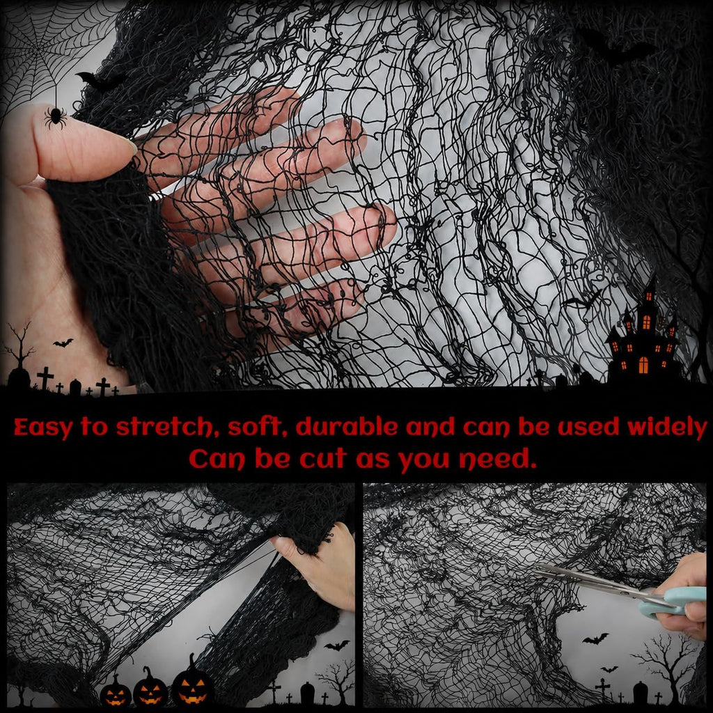 5 Pack Black Halloween Gauze Decorations for Haunted House
