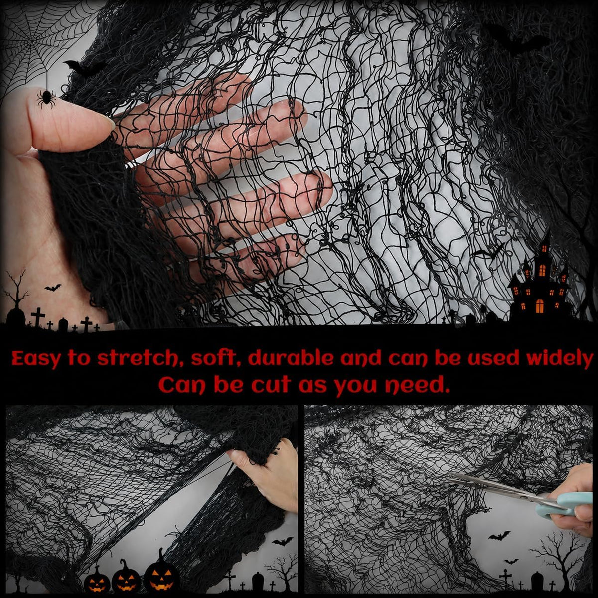5 Pack Black Halloween Gauze Decorations for Haunted House