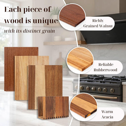 Book Cutting Board Set with Wooden Stand-Wooden Kitchen Cutting Boards That Look like Books for Vegetables Cheese Meat,3Pcs Chopping Board Gift Set for Home Cooks & Kitchen Decor