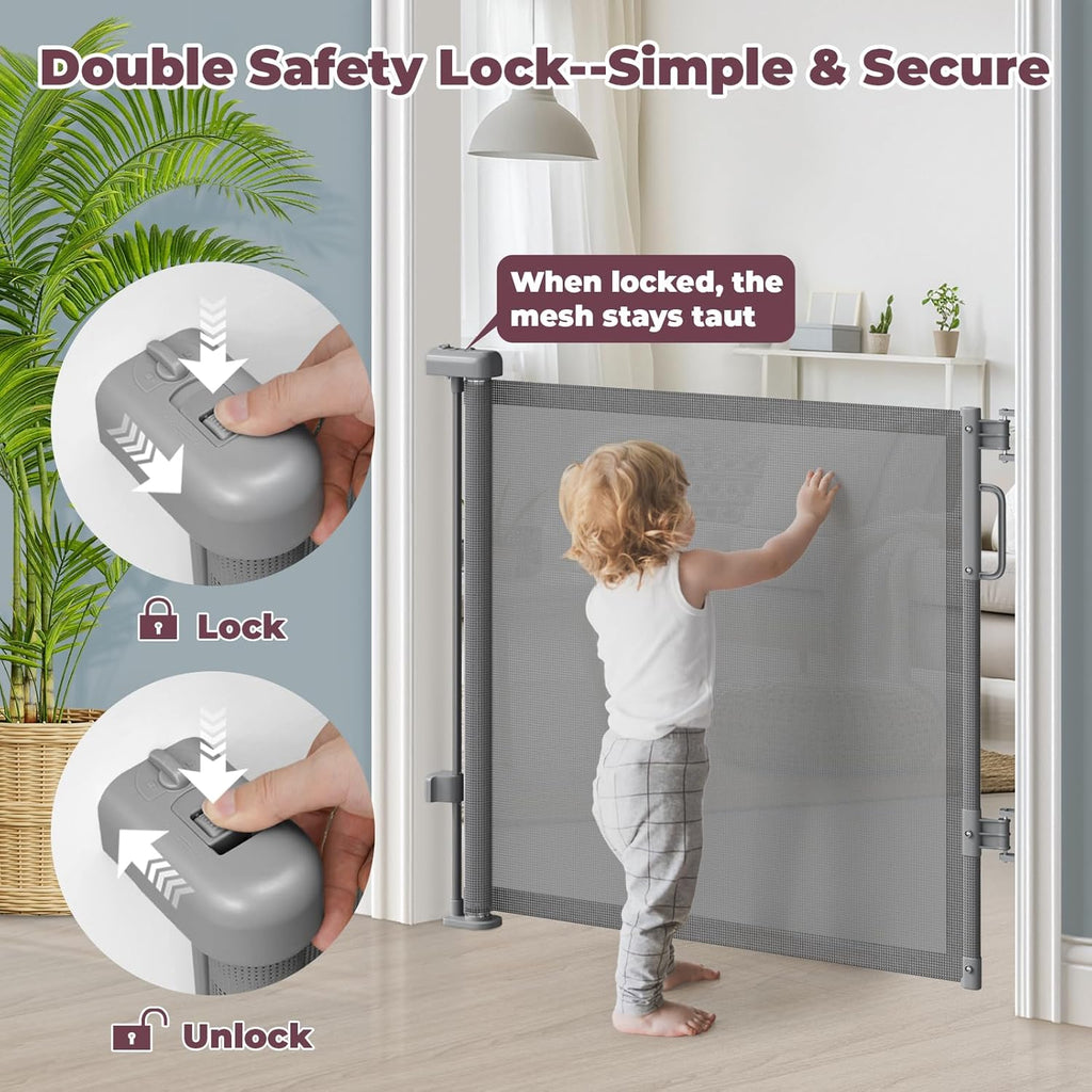 Retractable Baby Gate for Stairs, Doorways & Hallways