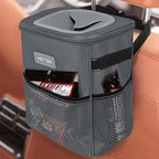 Black car trash organizer with spacious interior for collecting everyday waste