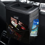 Compact car garbage container helping keep vehicle seats and floors free of trash
