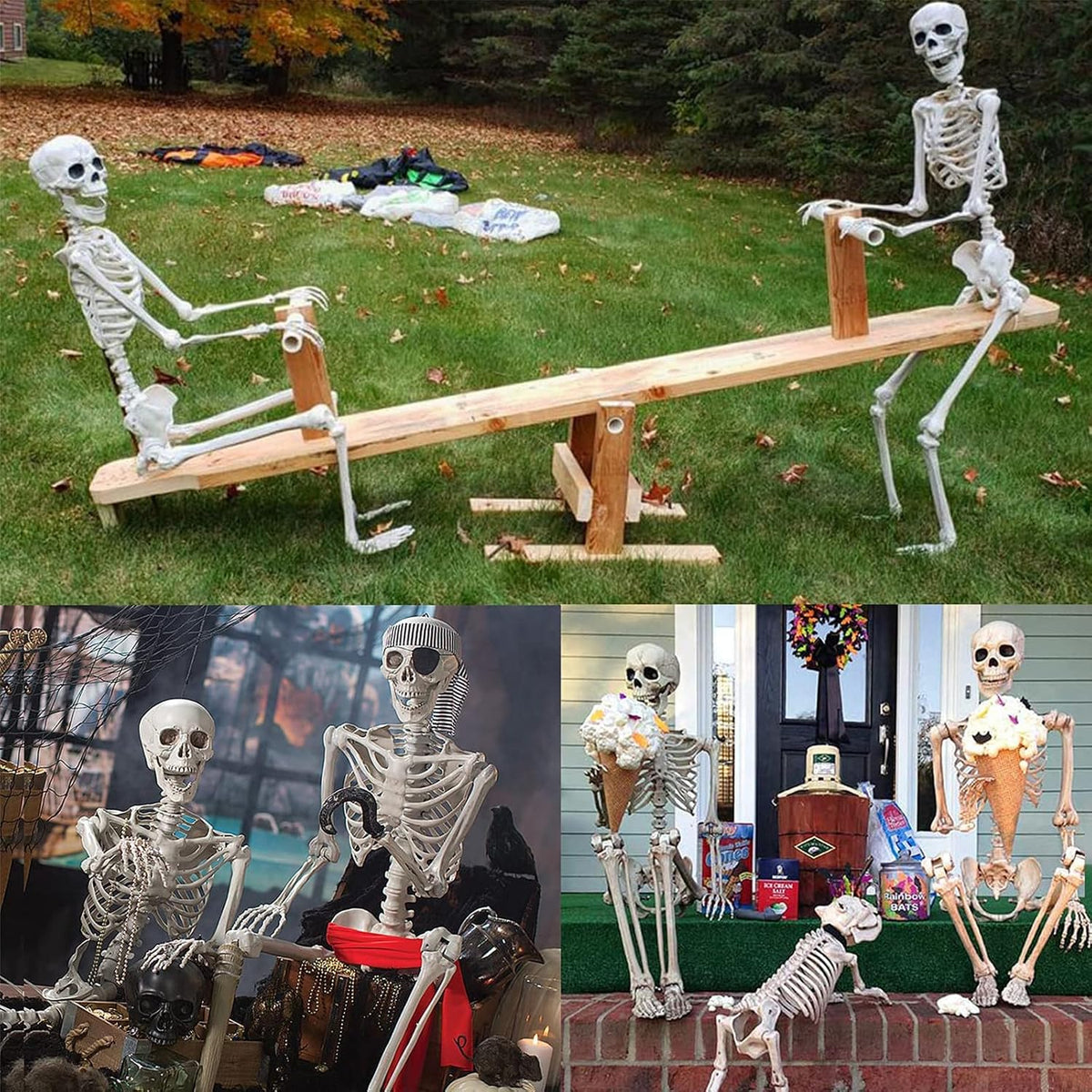 5.5 ft skeleton prop for Halloween graveyard displays