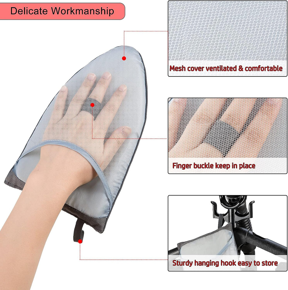 Garment steamer mitt with anti-steam design for ironing and clothing care