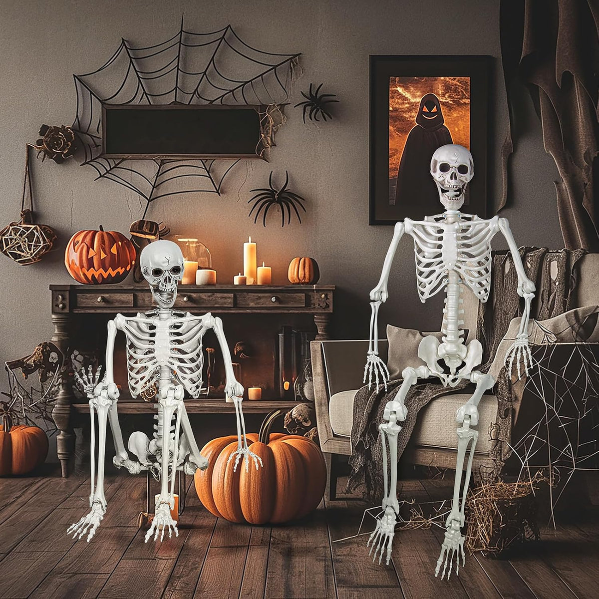 5.4 ft posable skeleton Halloween haunted house prop