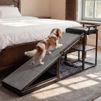 4-in-1 Dog Ramp for Bed  Storage Pet Stairs & Ottoman Bench, Ideal for Small&Medium Dogs,Black