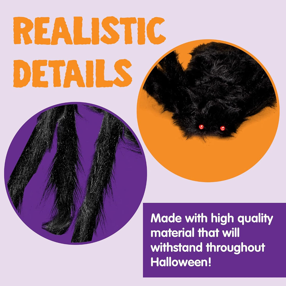 Giant black hairy spiders for Halloween yard decoration