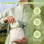 Foldable silicone water bottle compressed for compact travel storage