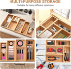 5-Pack Bamboo Drawer Organizers, Multi-Purpose Wooden Dividers for Kitchen, Office, Jewelry & Cosmetics, Desk & Drawer Storage, Gift Idea
