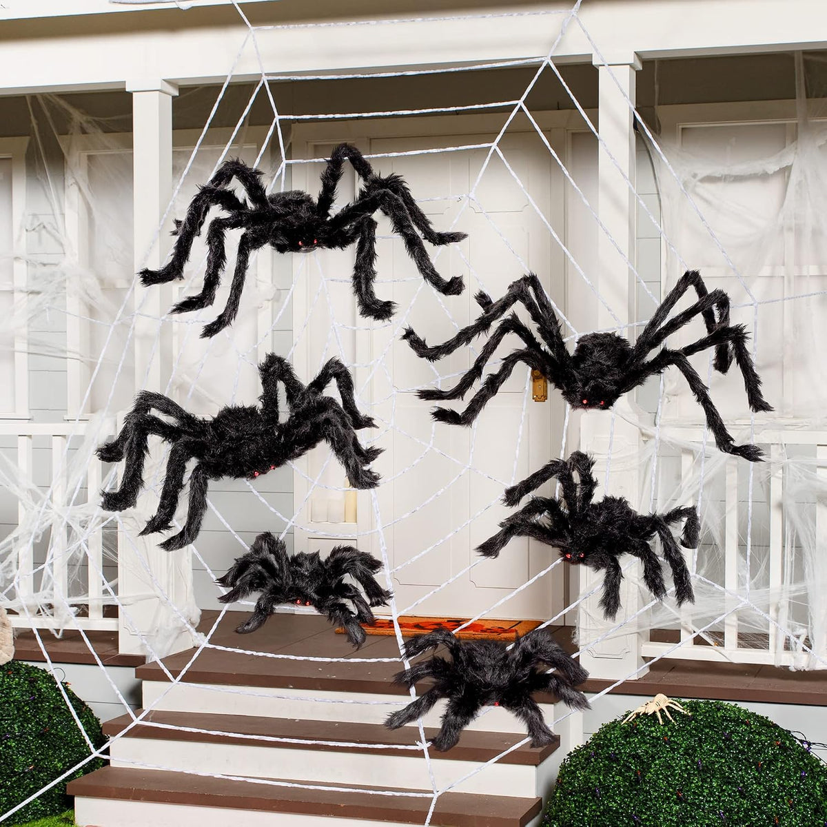Black hairy giant spider Halloween decorations for haunted houses