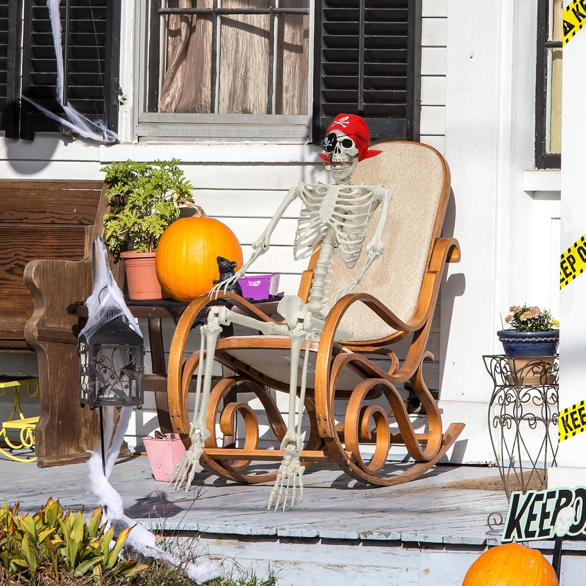 Movable Halloween skeleton for yard and lawn decoration