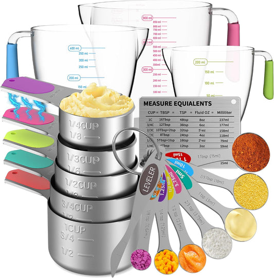 16 Piece Measuring Cups and Spoons Set with Leveler