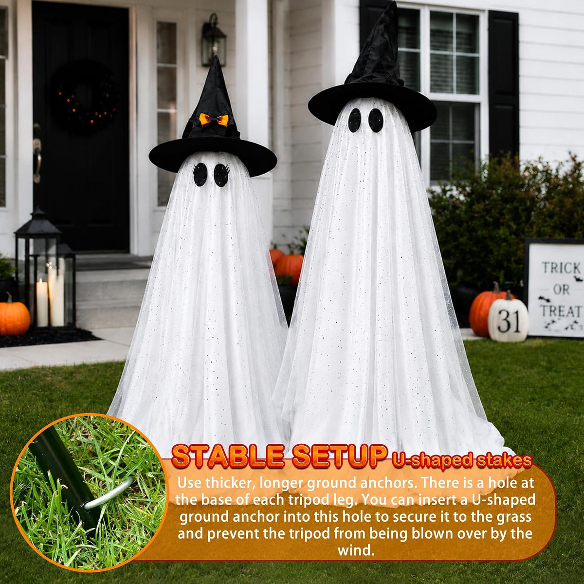 Spooky Halloween Ghost Decor for Front Porch