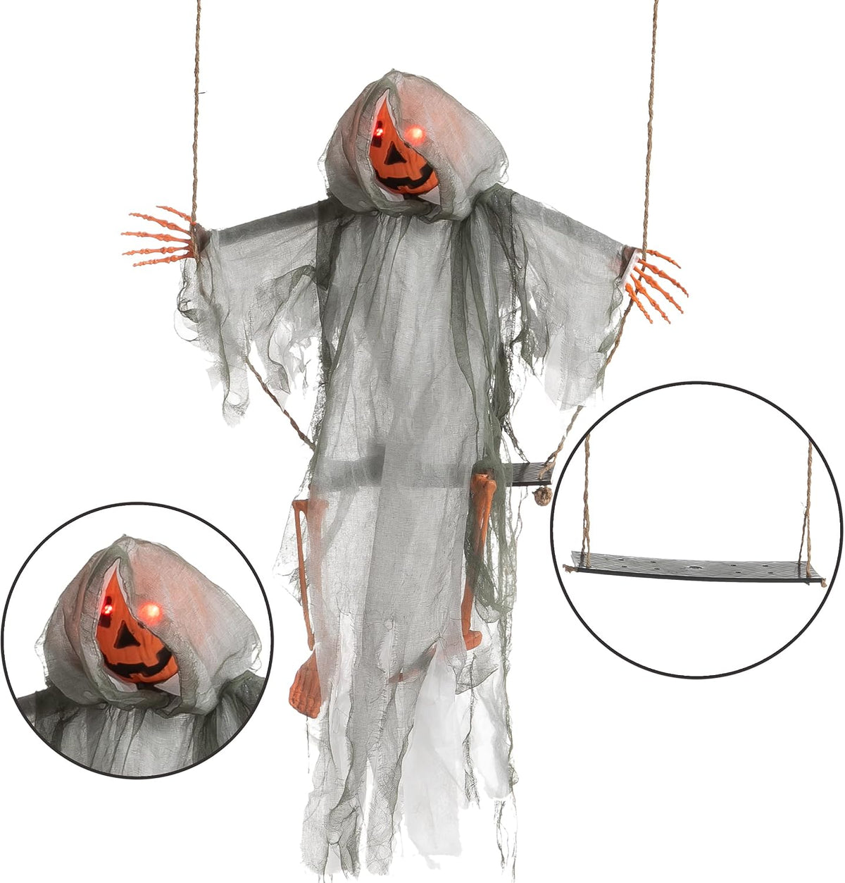 Lighted pumpkin and witch Halloween outdoor decorations