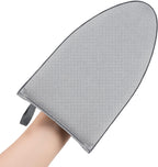 Clothes steamer glove with heat resistant material for wrinkle removal
