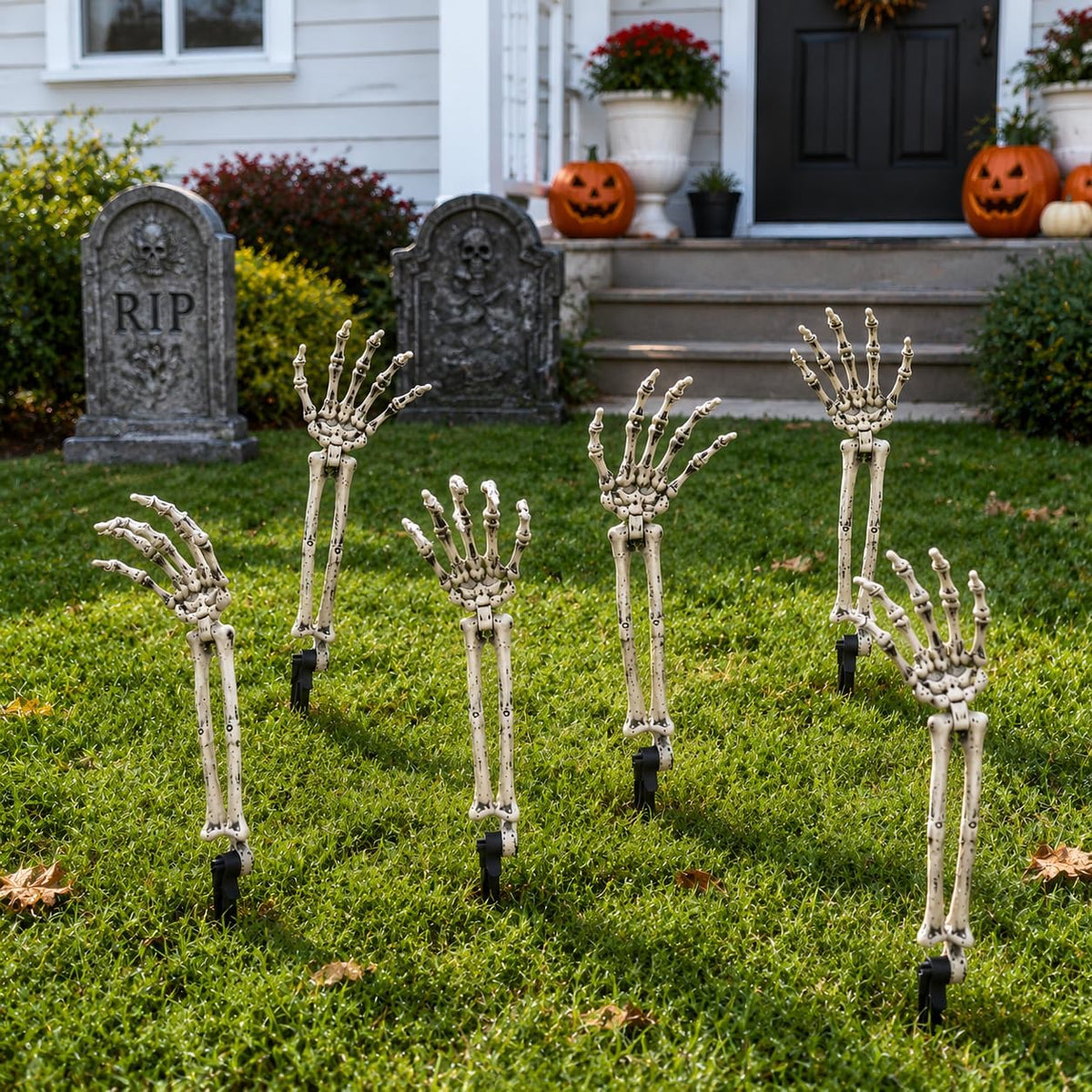 6PC Realistic Skeleton Arm Stakes for Halloween Decorations Outdoor