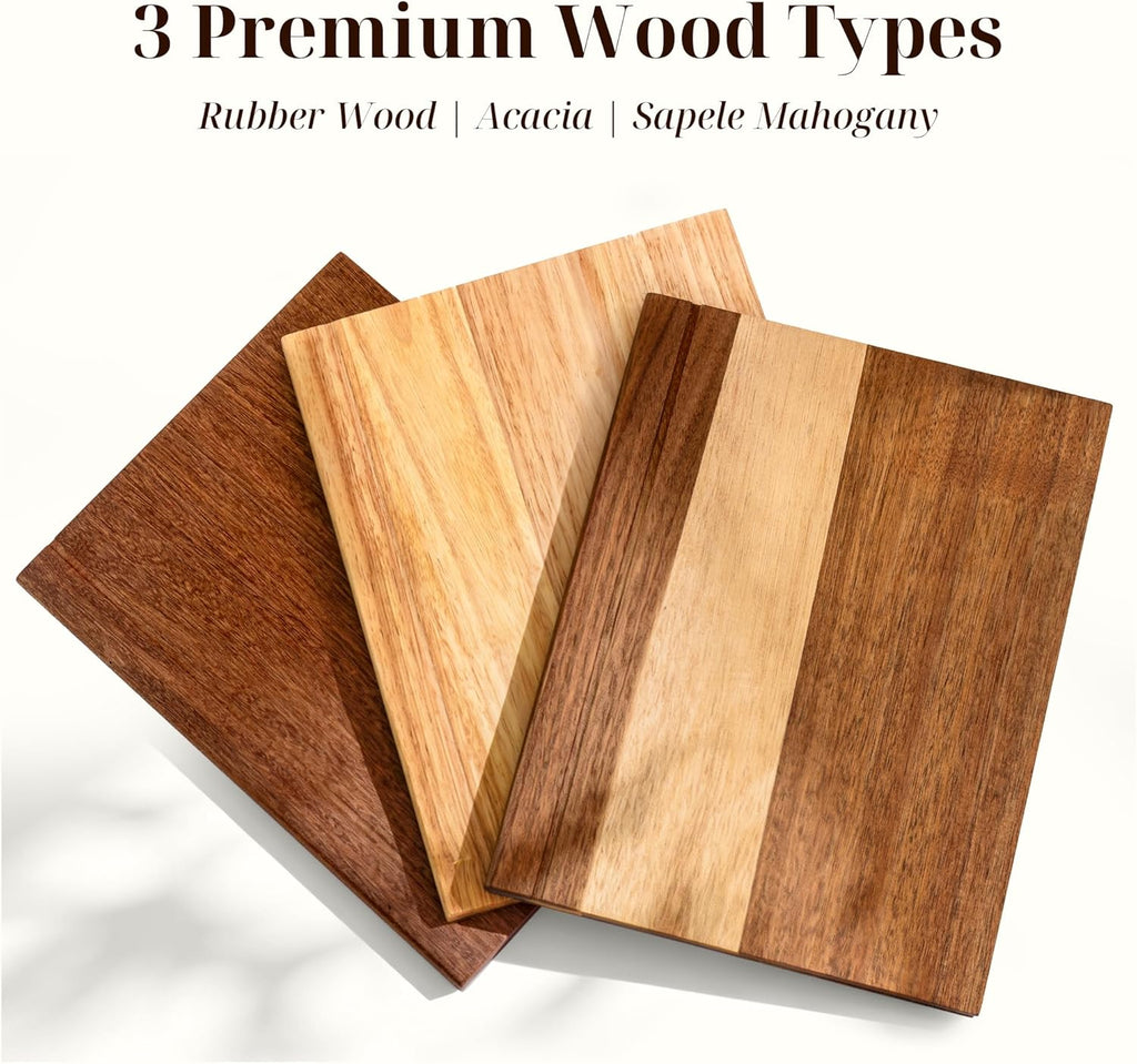 Book Cutting Board Set with Wooden Stand-Wooden Kitchen Cutting Boards That Look like Books for Vegetables Cheese Meat,3Pcs Chopping Board Gift Set for Home Cooks & Kitchen Decor