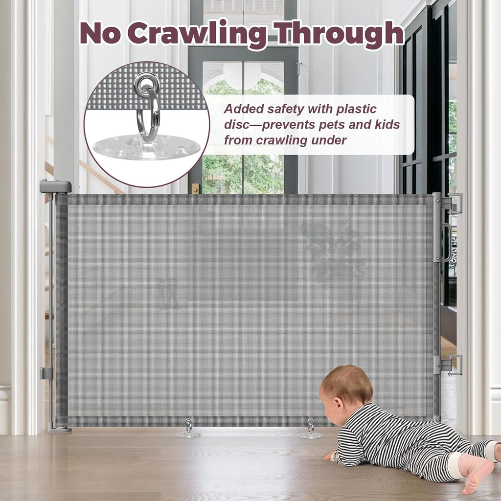 Retractable Baby Gate for Stairs, Doorways & Hallways