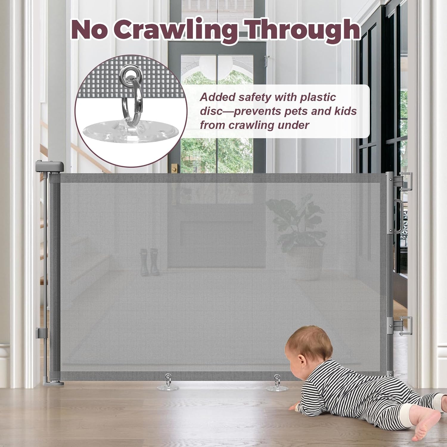 Retractable Baby Gate for Stairs, Doorways & Hallways