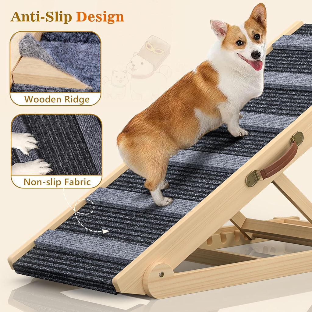 Dog Ramp 7 Adjustable Heights, Non-Slip, Holds 200LBS