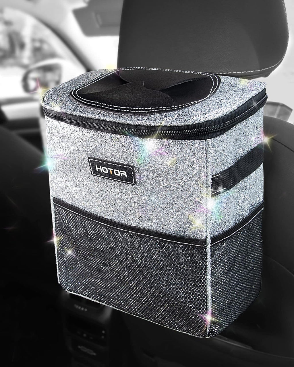 Leakproof vehicle garbage can designed for clean and organized car interiors