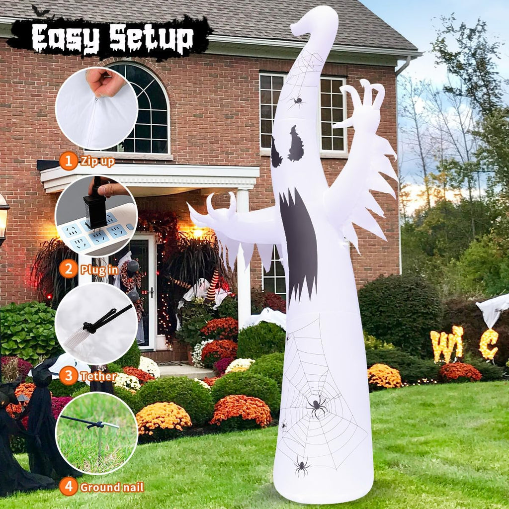 Towering 12 ft ghost decoration for outdoor Halloween displays