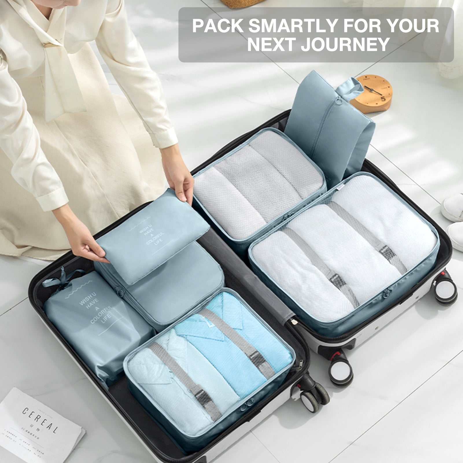 8Pcs Packing Cubes for Luggage , Suitcase Organizer Bags Set Packing Cubes for Travel Luggage 