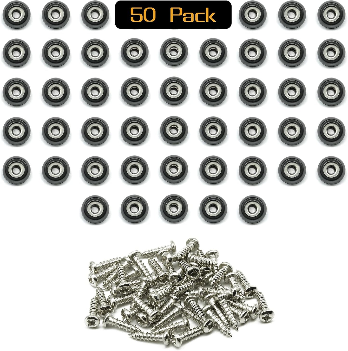 Cutting Board Feet with Stainless Screws, Black round Non Slip Rubber Feet for Cutting Board, Furnitrue & Electronics, 50 Pack