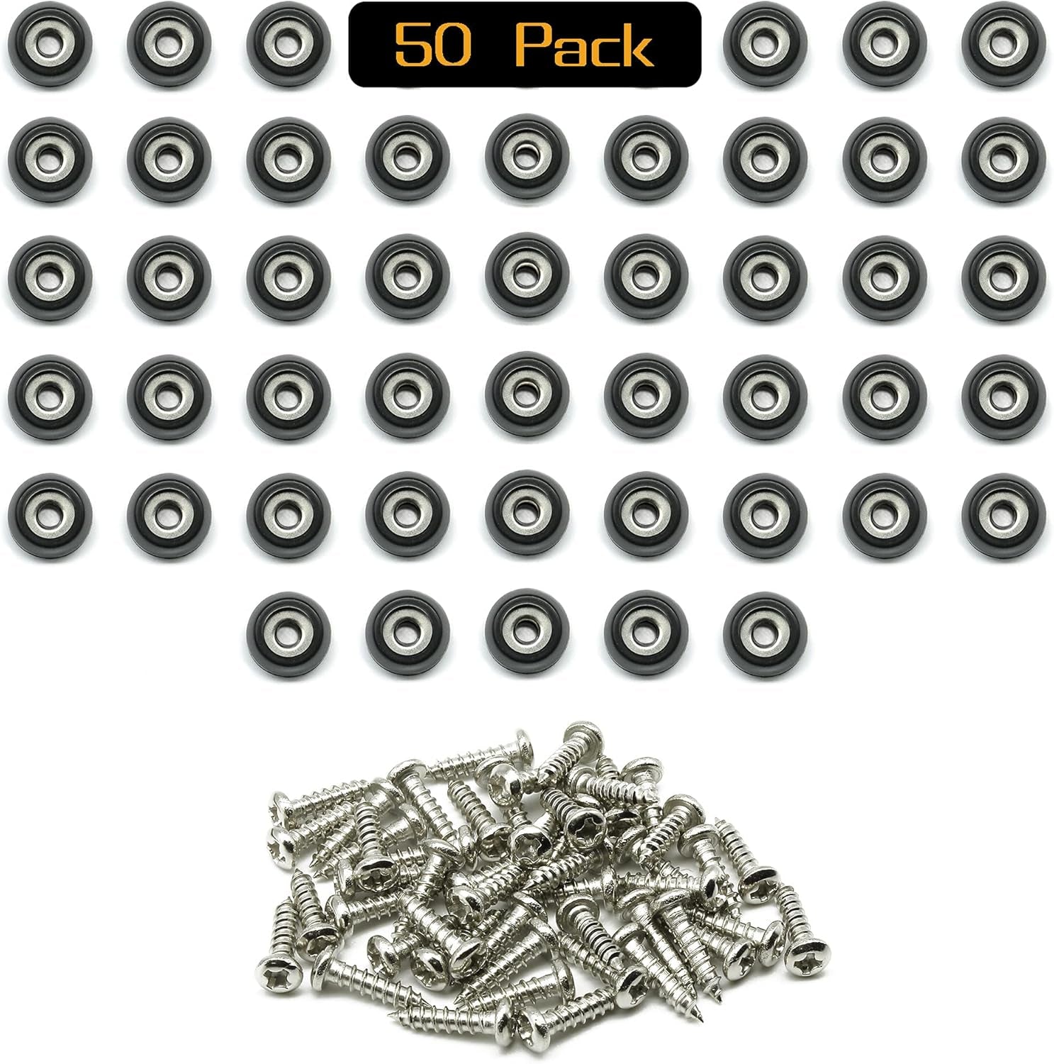 Cutting Board Feet with Stainless Screws, Black round Non Slip Rubber Feet for Cutting Board, Furnitrue & Electronics, 50 Pack