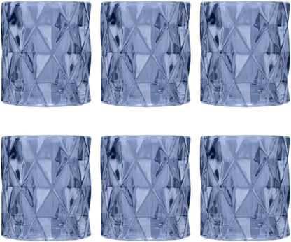 Set of 6 Red Glass Votive Candle Holders, 3" Tall Multifaceted Tealight Holders for Valentine's & Galentine's Day Decor