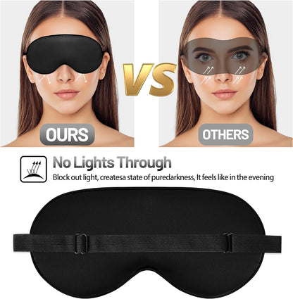 Silk Sleep Mask – Adjustable Satin Blackout Blindfold for Men & Women, Comfortable Night Sleep (Black, Blue, Green)