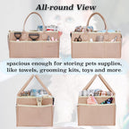 Pet Grooming Tote Bag for Dogs, Travel & Outdoor Organizer (Bag Only, Khaki)