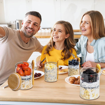 4-Pack 16oz Glass Overnight Oats & Meal Prep Containers with Lids, Oatmeal & Pudding Jars